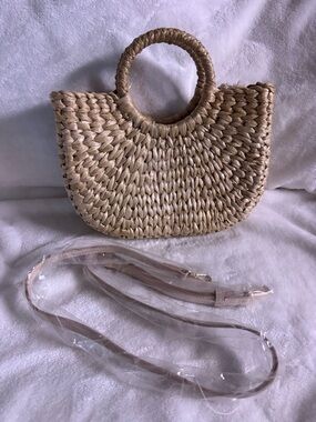 LC Lauren Conrad Natural Woven Straw Crossbody Bag NWOT